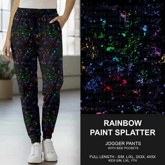 B269 - Preorder Rainbow Paint Splatter Joggers (Closes 12/28. ETA early March)