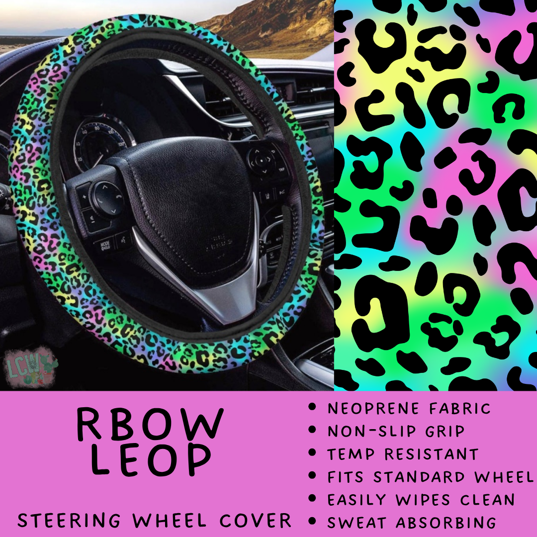 Batch #554 - Car Accessories 3 - Closes 7/10 - ETA early/mid Sept - RBow Leop Steering Wheel Cover