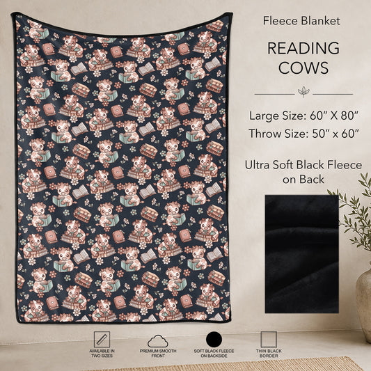 B304 - Pre-Order Reading Cows Fleece Blanket (Closes 7/31. ETA: early Oct)