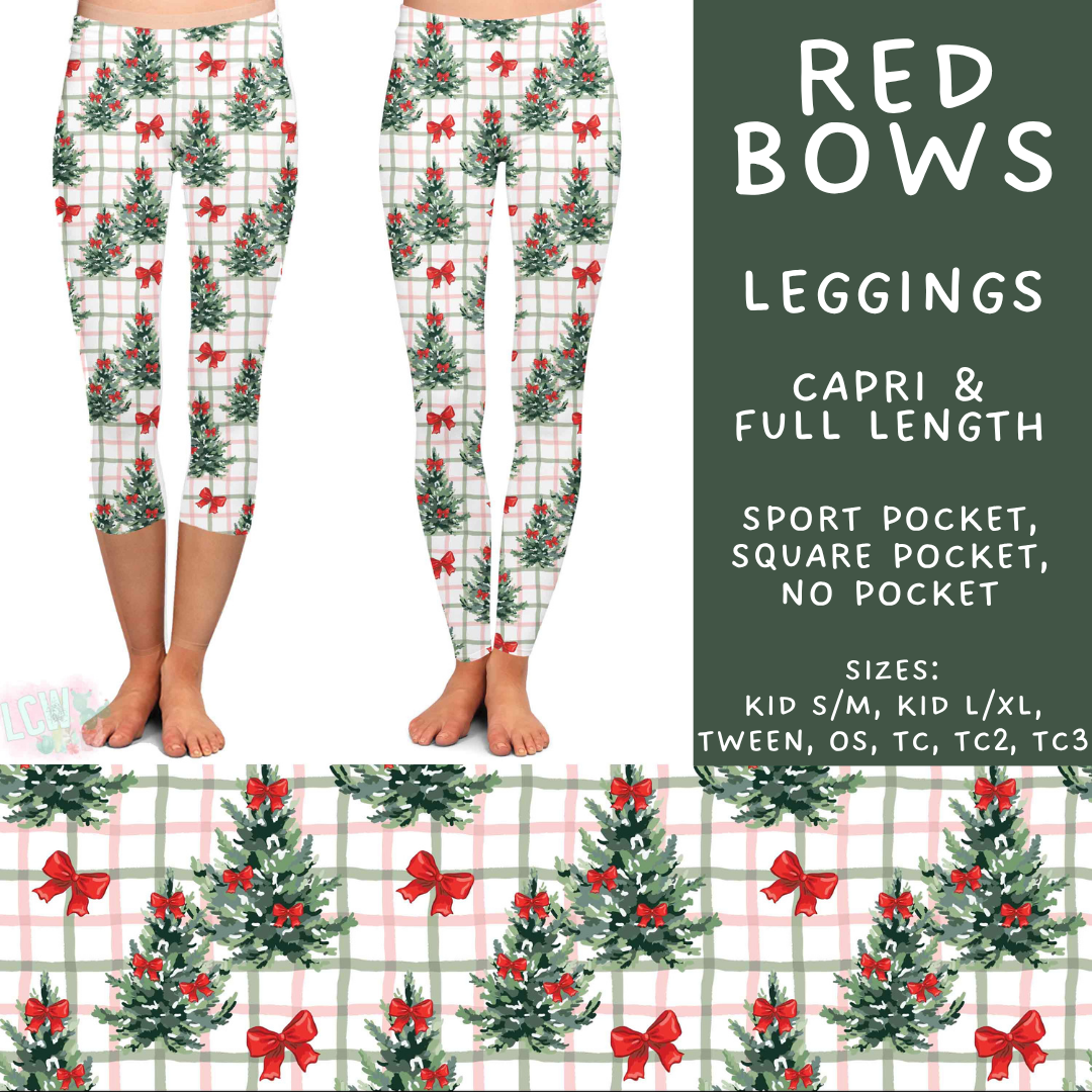 Batch #595 - Christmas Spirit 2 - Closes 10/7 - ETA early Dec - Red Bows Full and Capri Length Leggings