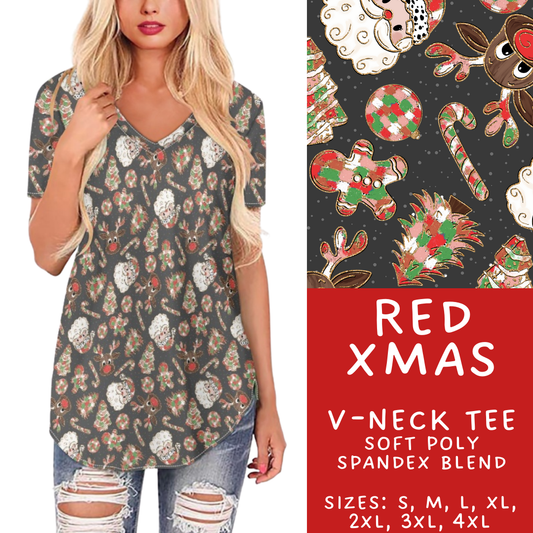 Batch #424 - Jingle All The Way - Closes 10/3 - ETA mid/late Nov - Red Xmas V-Neck Tee