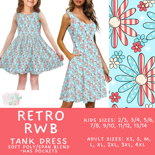 Batch #335 - RWB Tank Dresses - Closes 5/8 - ETA mid June - Retro RWB Women's & Girl's Tank Dress