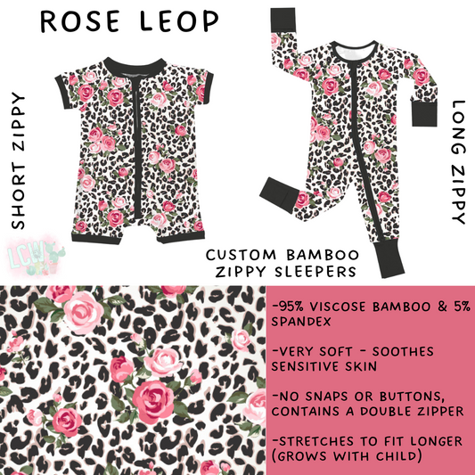 Ready to Ship - Rose Leop Short Zippy - 2T, 3T & 4T & Long Zippy - 4T