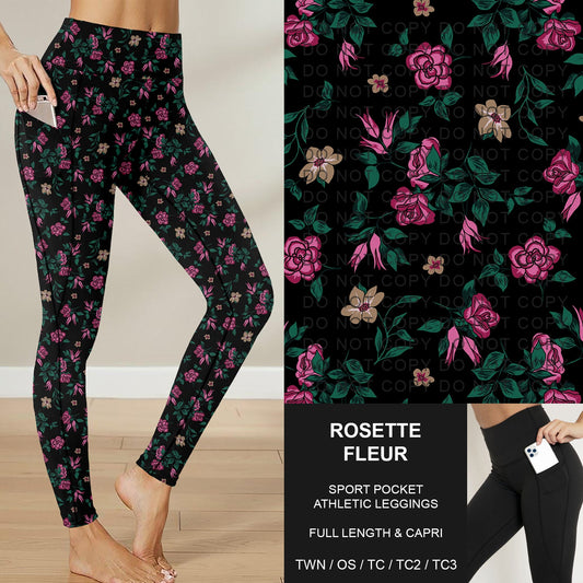 B283 - Preorder Rosette Fleur Sport Pocket Leggings (Closes 4/05. ETA: mid June)