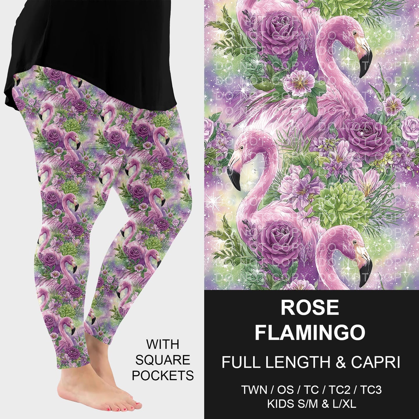 B274 - Preorder Rose Flamingo Leggings w/ Pockets (Closes 2/22. ETA: late April) - Alonna's Legging Land
