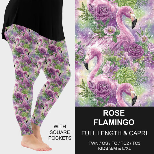 B274 - Preorder Rose Flamingo Leggings w/ Pockets (Closes 2/22. ETA: late April) - Alonna's Legging Land