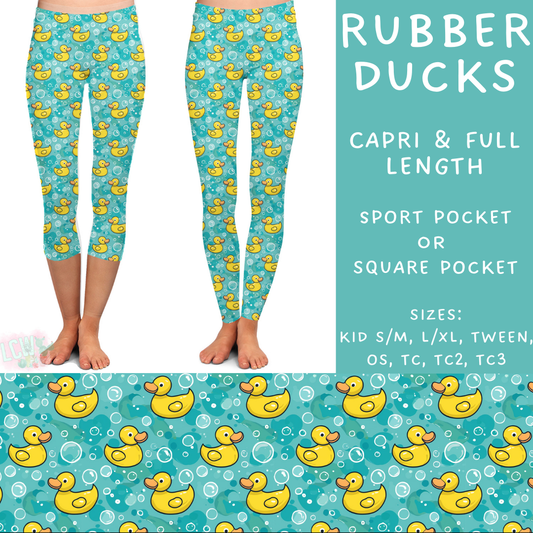 Ready To Ship - Rubber Ducks Full and Capri Length Leggings - Multiple Sizes