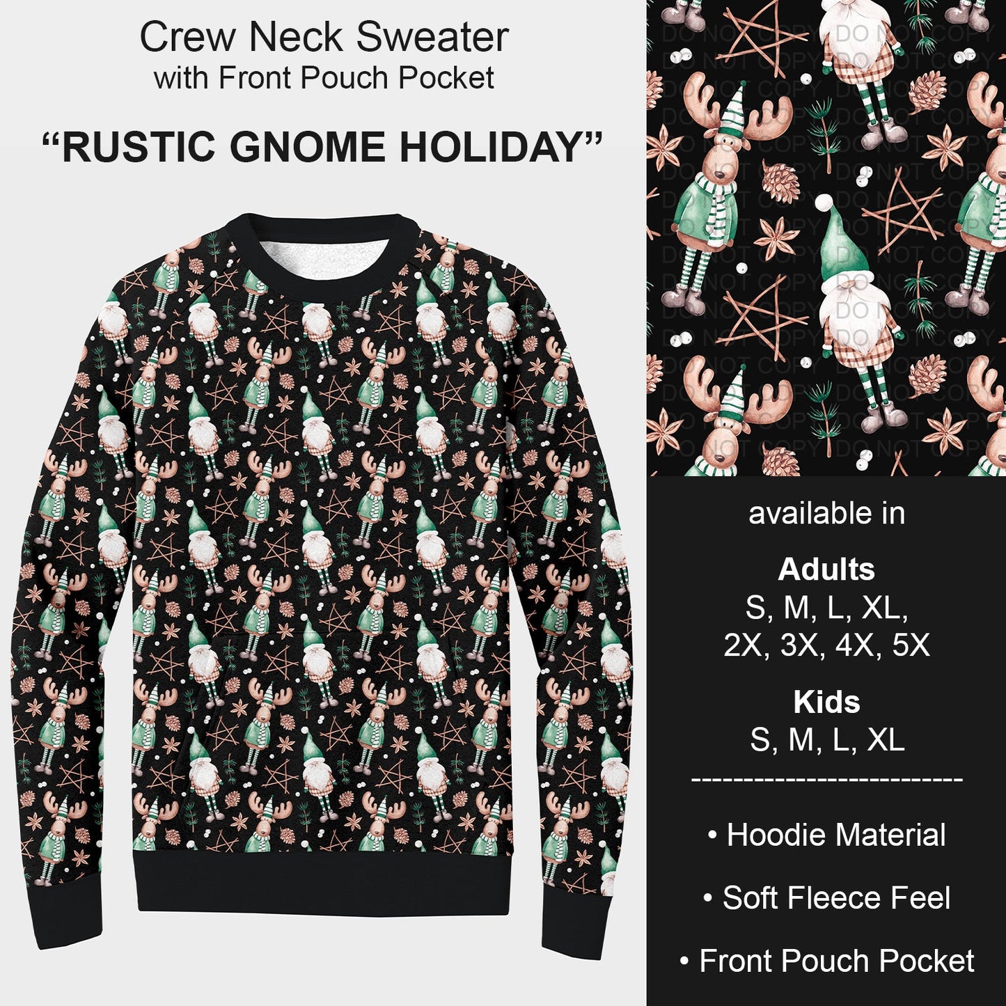 B254 - Preorder Rustic Gnome Holiday Sweater w/ Front Pocket (Closes 10/05. ETA early Dec.)
