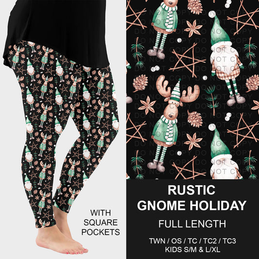 B254 - Preorder Rustic Gnome Holiday Leggings w/ Pockets (Closes 10/05. ETA early Dec.)