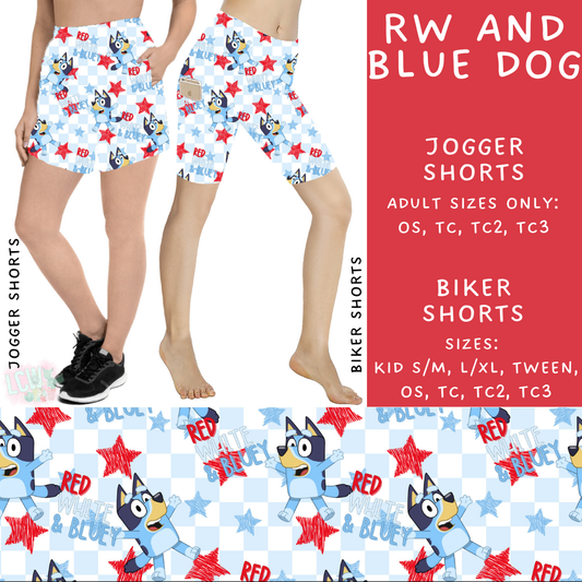 Batch #336 - RWB Characters - Closes 5/7 - ETA mid June - RW and Blue Dogs Biker & Jogger Shorts