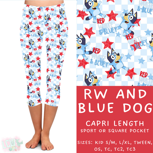 Batch #336 - RWB Characters - Closes 5/7 - ETA mid June - RW and Blue Dog Capri Length Leggings
