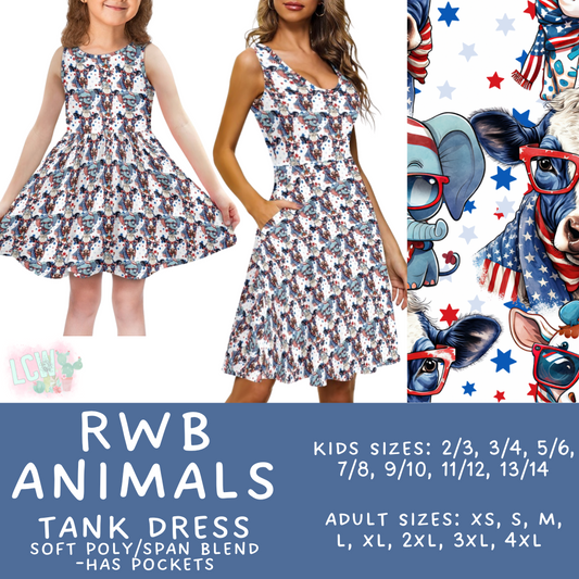 Batch #335 - RWB Tank Dresses - Closes 5/8 - ETA mid June - RWB Animals Women's & Girl's Tank Dress