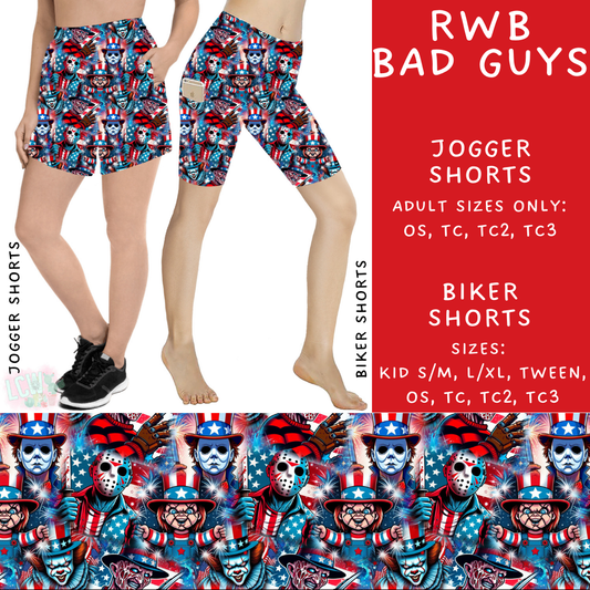 Batch #336 - RWB Characters - Closes 5/7 - ETA mid June - RWB Bad Guys Biker & Jogger Shorts