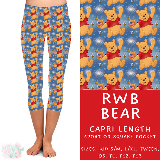 Batch #338 - Magical 4th of July - Closes 5/7 - ETA mid June - RWB Bear Capri Length Leggings