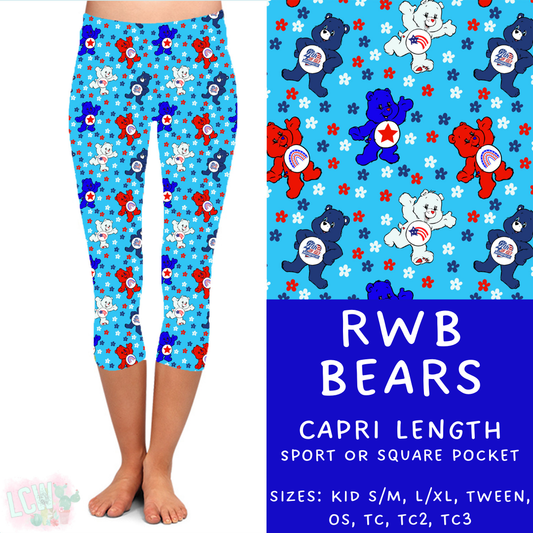 Batch #336 - RWB Characters - Closes 5/7 - ETA mid June - RWB Bears Capri Length Leggings