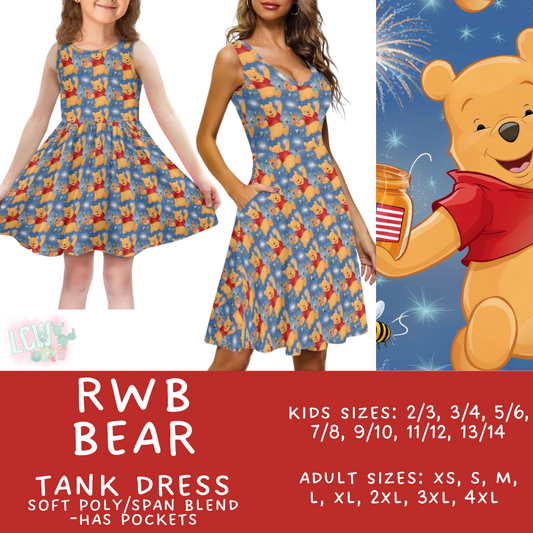 Batch #338 - Magical 4th of July - Closes 5/7 - ETA mid June - RWB Bear Women's & Girl's Tank Dress