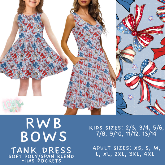 Batch #335 - RWB Tank Dresses - Closes 5/8 - ETA mid June - RWB Bows Women's & Girl's Tank Dress