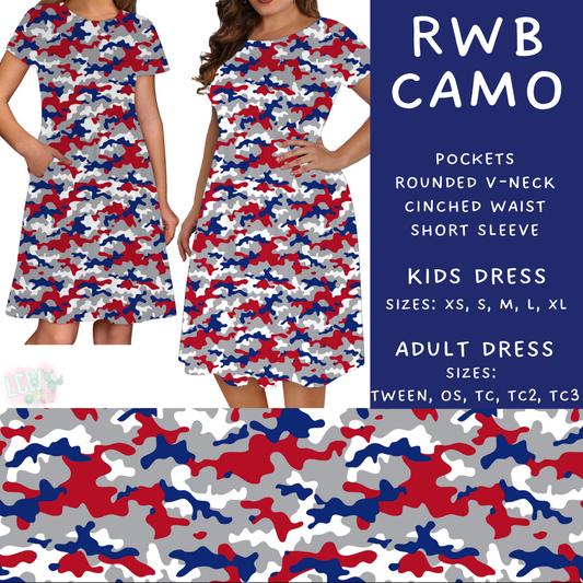Batch #337 - USA Faves - Closes 5/7 - ETA mid June - RWB Camo Adult & Kids Dresses