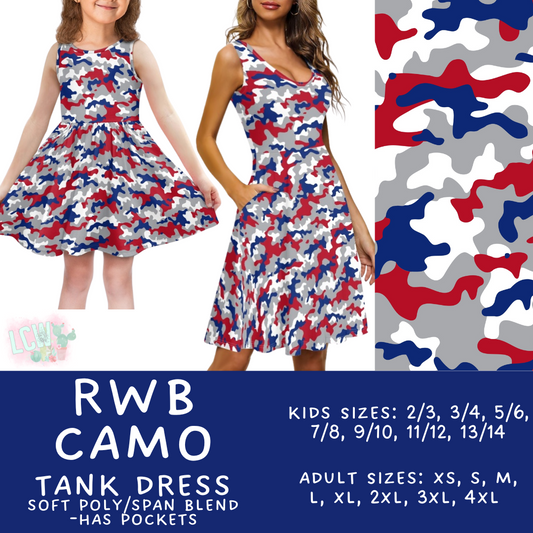 Batch #335 - RWB Tank Dresses - Closes 5/8 - ETA mid June - RWB Camo Women's & Girl's Tank Dress