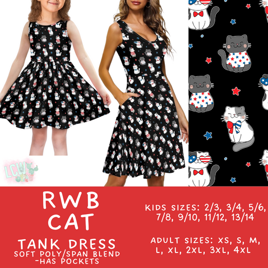 Batch #335 - RWB Tank Dresses - Closes 5/8 - ETA mid June - RWB Cat Women's & Girl's Tank Dress