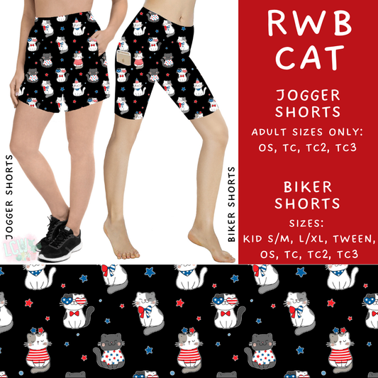 Batch #337 - USA Faves - Closes 5/7 - ETA mid June - RWB Cat Biker & Jogger Shorts