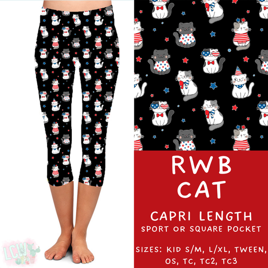 Batch #337 - USA Faves - Closes 5/7 - ETA mid June - RWB Cat Capri Length Leggings
