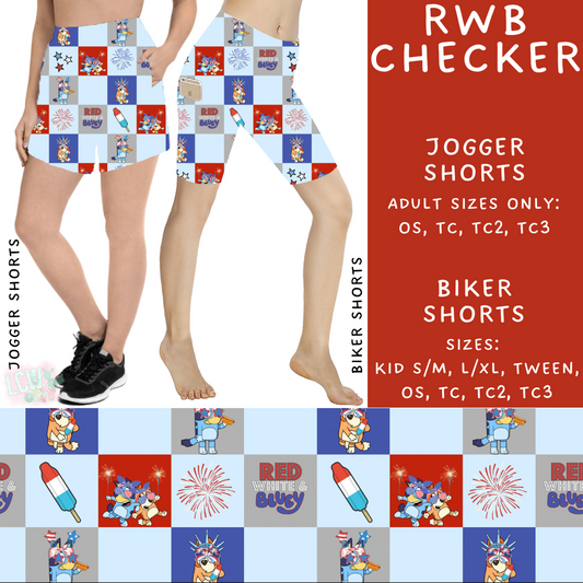 Batch #336 - RWB Characters - Closes 5/7 - ETA mid June - RWB Checker Biker & Jogger Shorts