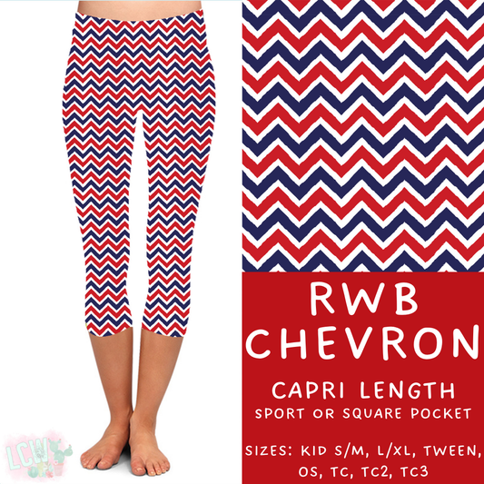 Batch #337 - USA Faves - Closes 5/7 - ETA mid June - RWB Chevron Capri Length Leggings