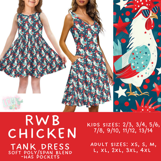 Batch #335 - RWB Tank Dresses - Closes 5/8 - ETA mid June - RWB Chicken Women's & Girl's Tank Dress