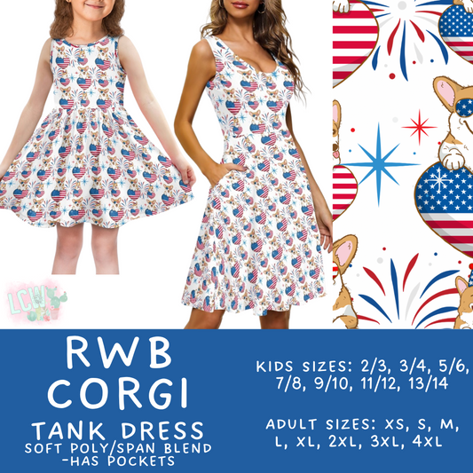 Batch #335 - RWB Tank Dresses - Closes 5/8 - ETA mid June - RWB Corgi Women's & Girl's Tank Dress