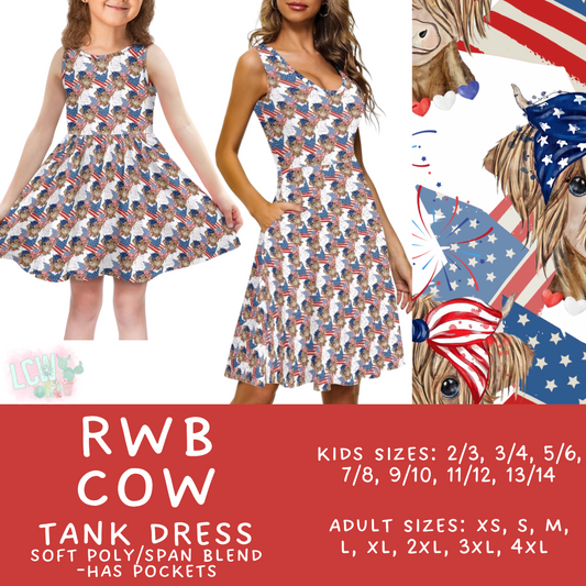 Batch #335 - RWB Tank Dresses - Closes 5/8 - ETA mid June - RWB Cow Women's & Girl's Tank Dress
