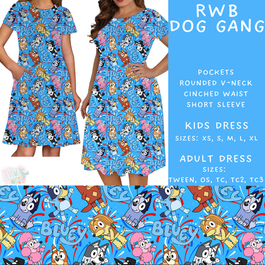 Batch #336 - RWB Characters - Closes 5/7 - ETA mid June - RWB Dog Gang Adult & Kids Dress