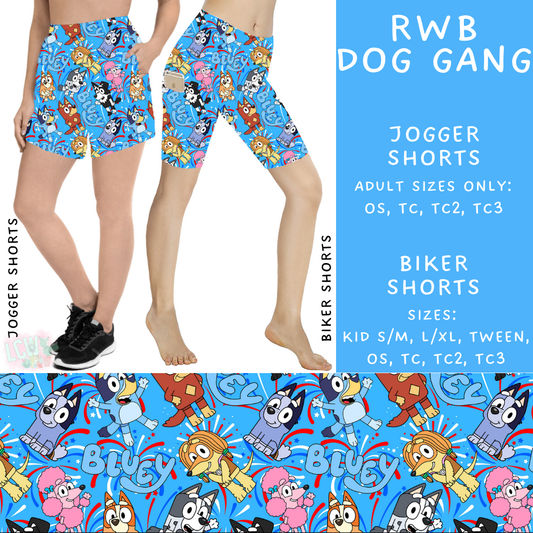 Batch #336 - RWB Characters - Closes 5/7 - ETA mid June - RWB Dog Gang Biker & Jogger Shorts
