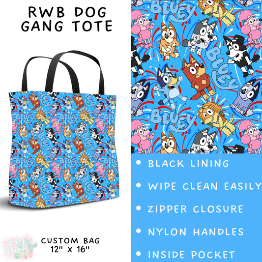 Batch #336 - RWB Characters - Closes 5/7 - ETA mid June - RWB Dog Gang Tote