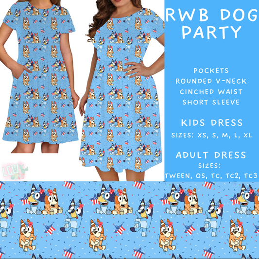 Batch #336 - RWB Characters - Closes 5/7 - ETA mid June - RWB Dog Party Adult & Kids Dress