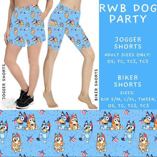 Batch #336 - RWB Characters - Closes 5/7 - ETA mid June - RWB Dog Party Biker & Jogger Shorts