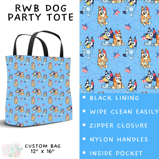 Batch #336 - RWB Characters - Closes 5/7 - ETA mid June - RWB Dog Party Tote