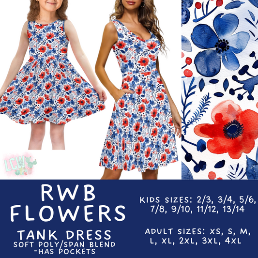 Batch #335 - RWB Tank Dresses - Closes 5/8 - ETA mid June - RWB Flowers Women's & Girl's Tank Dress