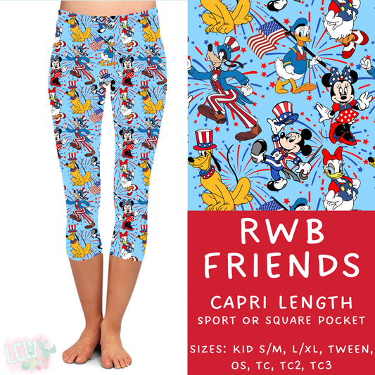 Batch #338 - Magical 4th of July - Closes 5/7 - ETA mid June - RWB Friends Capri Length Leggings