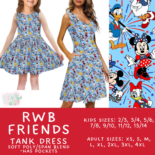 Batch #338 - Magical 4th of July - Closes 5/7 - ETA mid June - RWB Friends Women's & Girl's Tank Dress
