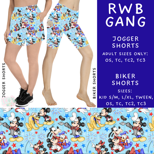 Batch #338 - Magical 4th of July - Closes 5/7 - ETA mid June - RWB Gang Biker & Jogger Shorts
