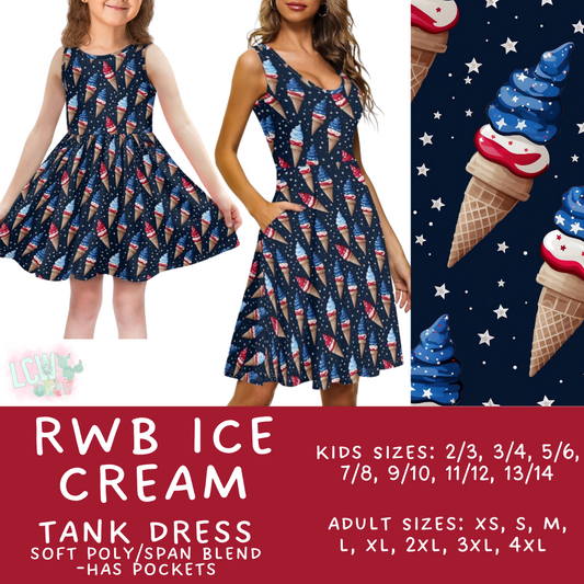 Batch #335 - RWB Tank Dresses - Closes 5/8 - ETA mid June - RWB Ice Cream Women's & Girl's Tank Dress