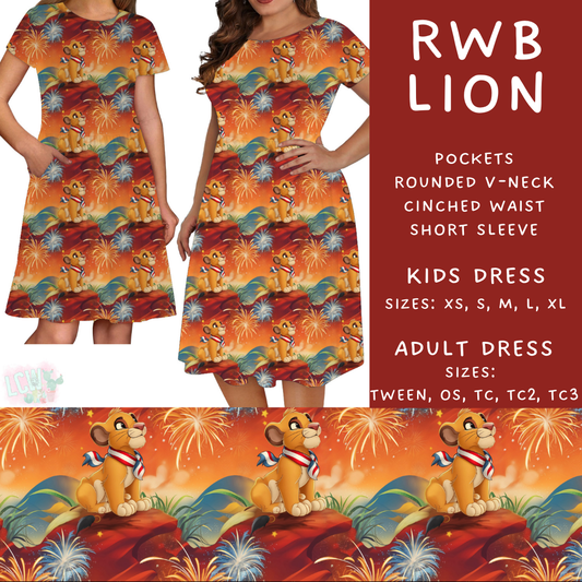 Batch #338 - Magical 4th of July - Closes 5/7 - ETA mid June - RWB Lion Adult & Kids Dresses