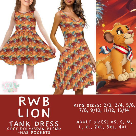 Batch #338 - Magical 4th of July - Closes 5/7 - ETA mid June - RWB Lion Women's & Girl's Tank Dress