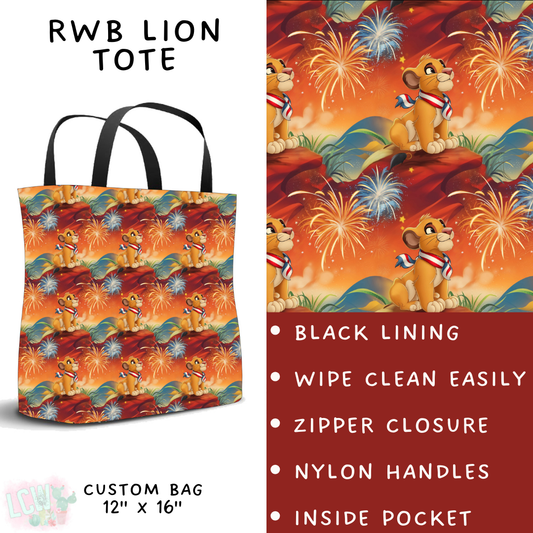 Batch #338 - Magical 4th of July - Closes 5/7 - ETA mid June - RWB Lion Tote