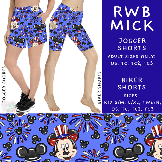 Batch #338 - Magical 4th of July - Closes 5/7 - ETA mid June - RWB Mick Biker & Jogger Shorts