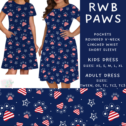 Batch #337 - USA Faves - Closes 5/7 - ETA mid June - RWB Paws Adult & Kids Dresses