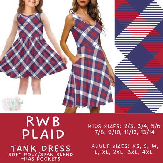 Batch #335 - RWB Tank Dresses - Closes 5/8 - ETA mid June - RWB Plaid Women's & Girl's Tank Dress