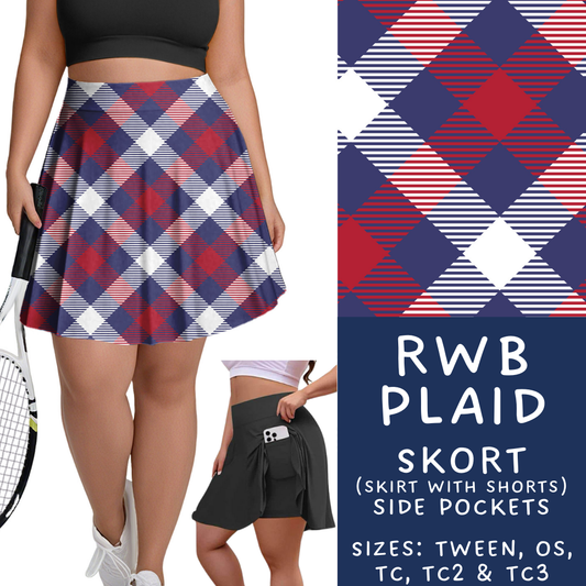 Batch #337 - USA Faves - Closes 5/7 - ETA mid June - RWB Plaid Skort
