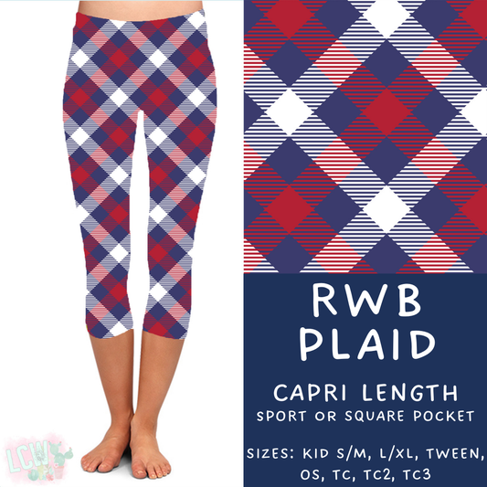 Batch #337 - USA Faves - Closes 5/7 - ETA mid June - RWB Plaid Capri Length Leggings